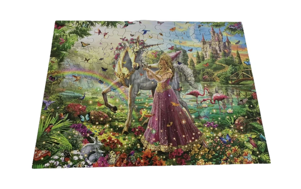 Rompecabezas Unicornio Princesa Montaña Blanca 100 Piezas Niños Steve Leer COMPLETO Foto 2 de 4