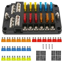 Blade Fuse Box Block Holder Block with LED Indicator 12V Universal 12 Way