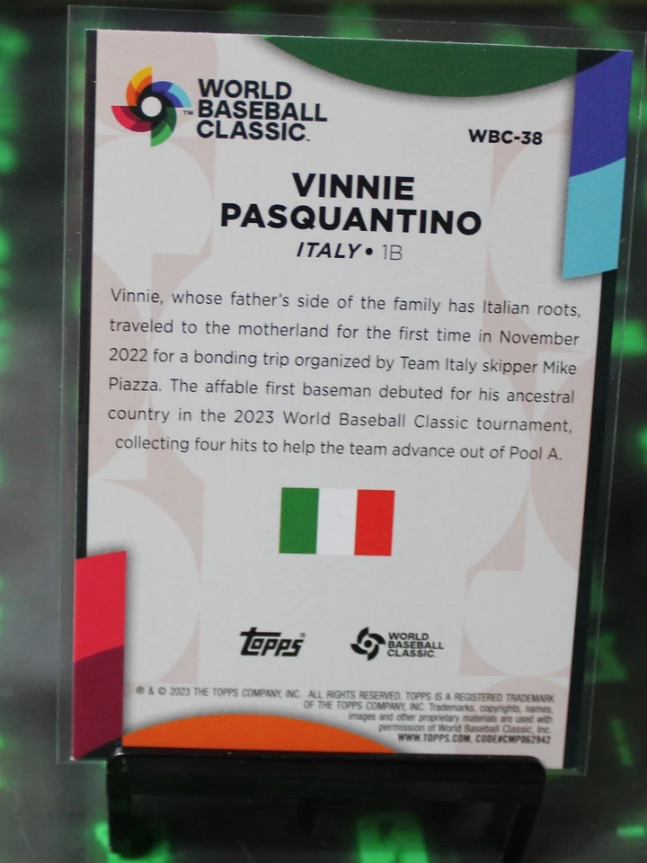 2023 Topps Series 2 World Baseball Classic #38 Vinnie Pasquantino (Italy) - Image 2 of 2