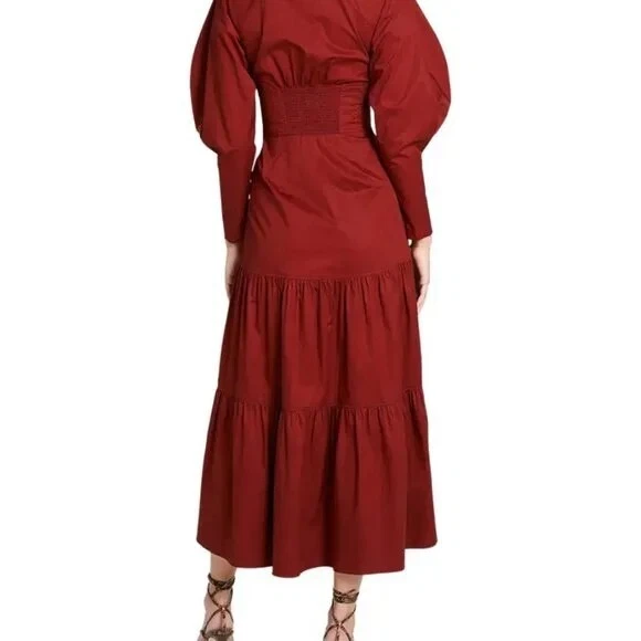 NWT A.L.C. Fleur Long-Sleeve Tiered Cotton Maxi Dress Size 6 MSRP $595