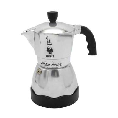 Bialetti Moka Timer Elektrische Mokkatasse Gemahlener Kaffee Schwarz Silber