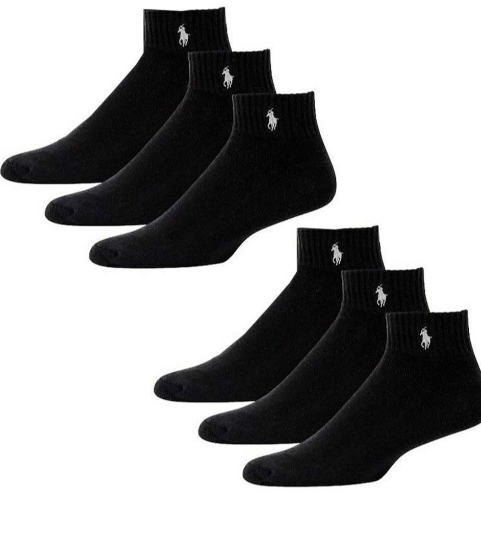 Polo Ralph Lauren 6 paia calze nere da uomo grigio pony taglia 6 12 5