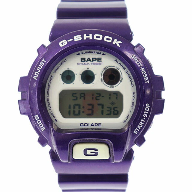 A BATHING APE × Casio Watch G-SHOCK 2010 Purple Digital DW6900 Used in Japan