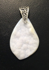25 OFF Sparkling Light Blue Druzy Agate Pendant With Silver Bail CCJP882we