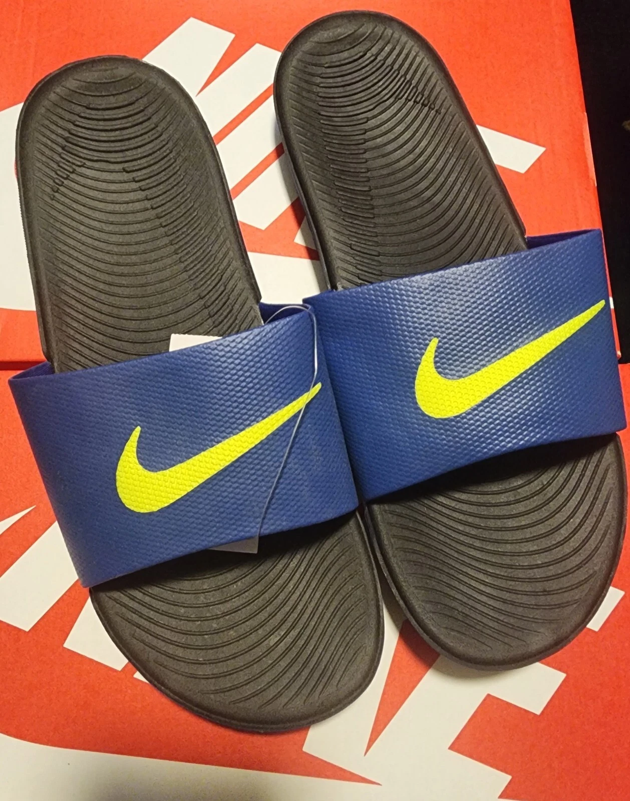 Nike Navy Kawa Slides uomo 832646 011 nero volt blu reale profondo