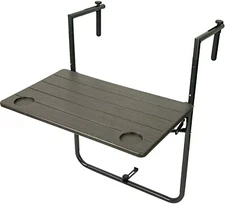 Folding Balcony Hanging Table for Outdoor Garden and Deck, Antique Wood Grain