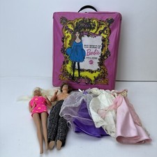 Lot of Vintage Barbie Dolls Ken Clothes 1966 1968 Pink Case 1002 As Is