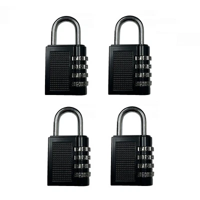 Lot of 4 Combination Lock Resettable 4-Digit Anti Rust Weatherproof Padlock