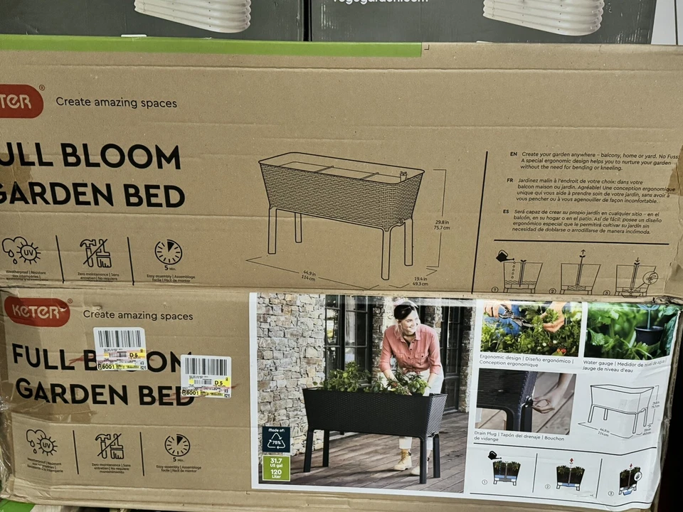 Keter Easy Grow 44.9" x 19.4" Resin Elevated Garden Bed, Rattan-Style - Image 2 of 2