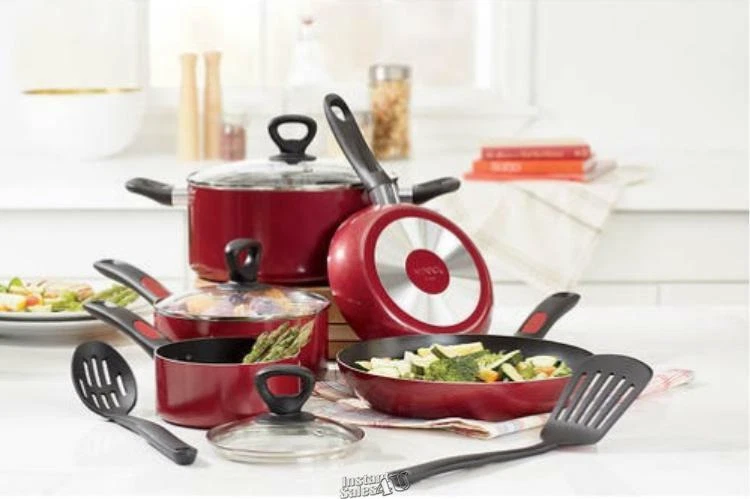 Mirro Get a Grip 10-piece Non-Stick Pots and Pans Cookware Set Red