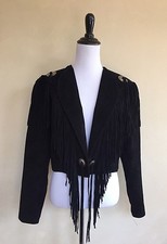 Scully Suede Leather Fringed Western Cropped Moto Jacket 10 Festival Coachella!!