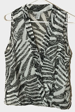 H & M  Tank Top Shirt Zebra Animal Print Black & White Size 12