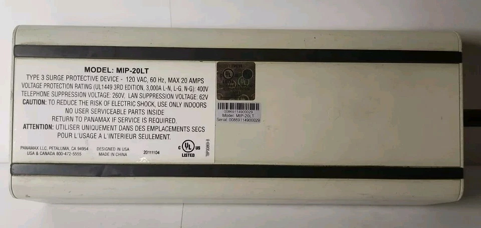 PANAMAX ImagePRO-20LT 2 Outlet TELCO/LAN Fuseless Surge Protector MIP-20LT - Image 2 of 4