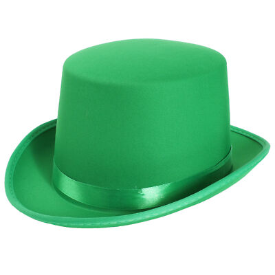 QUALITY GREEN SATIN TOP HAT WITH BAND FANCY DRESS DANCE THEATRE SHOW TOPPER  UK
