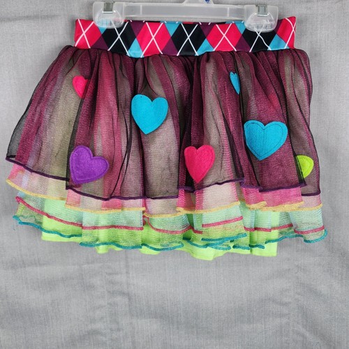 Spirit Halloween Girls Tulle Skirt Large XL w Hearts Purple Green Glitter Tutu