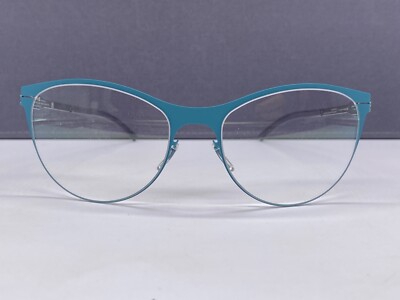 IC! Berlin Glasses Women's Blue Green Cat Eye Lucie H. Aqua Metal Pearl Turquoise