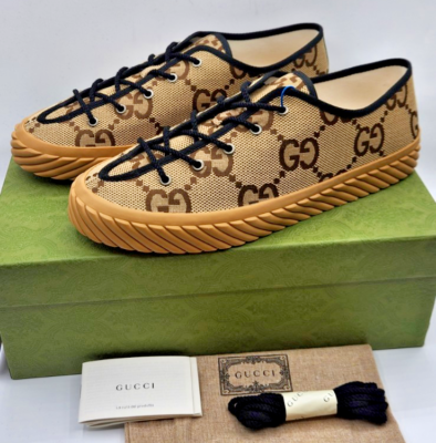 Gucci Tortuga GG Men's Camel Ebony/Black Canvas Sneakers UK12.5