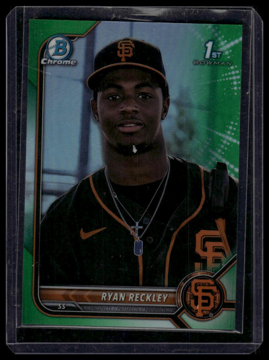 2022 Bowman Chrome #BCP-163 Ryan Reckley Prospects Green Shimmer Refractor #/99