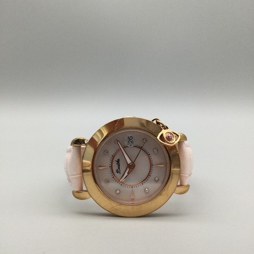 Bertha Watch Women 35mm Rose Gold Tone Pink MOP Dial Date Charm New Battery - Picture 5 of 17