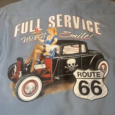 Route 66 Graphic Button Up Short Sleeve Shirt Medium
