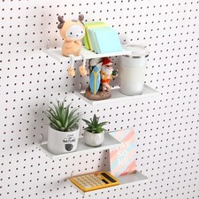 4 Pcs Pegboard Shelves, 10 x 4 Inch Metal Shelf Brackets Pegboard Tray Wall O...