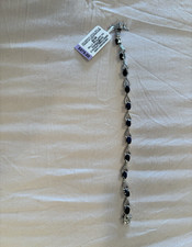 925 Sterling Silver Natural Blue Sapphire Heart Link Tennis Bracelet 7in