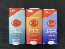 3x Lume Smooth Solid Whole Body Deodorant ASSORTED SCENT Lot 2.6 oz - NEW