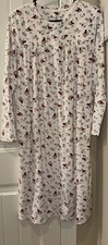 Aria Womens Sleepwear Nightgown Long Sleeve Velour Cardinal White Pockets Sz M