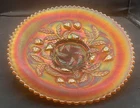 MAGNIFICENT VINTAGE CARNIVAL NORTHWOOD MARIGOLD STRAWBERRY PLATE BASKETWEAVE EXT
