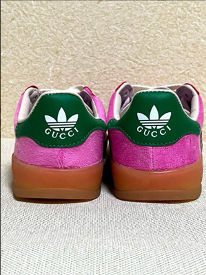 adidas gazelle silver green womens adidas x Gucci Gazelle Wedge Pink Velvet Sneakers Pink / Gucci main image 1