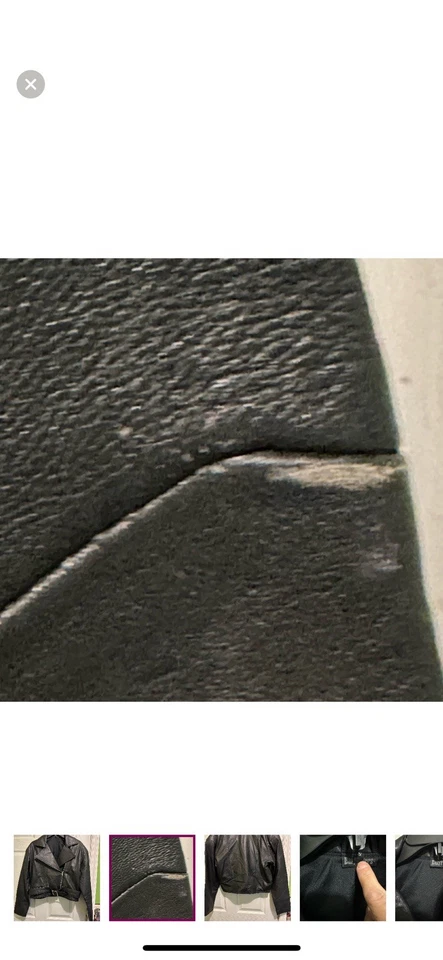 Chaqueta de cuero negra vintage EASYRIDER para motocicleta pequeña defectuosa Foto 2 de 3