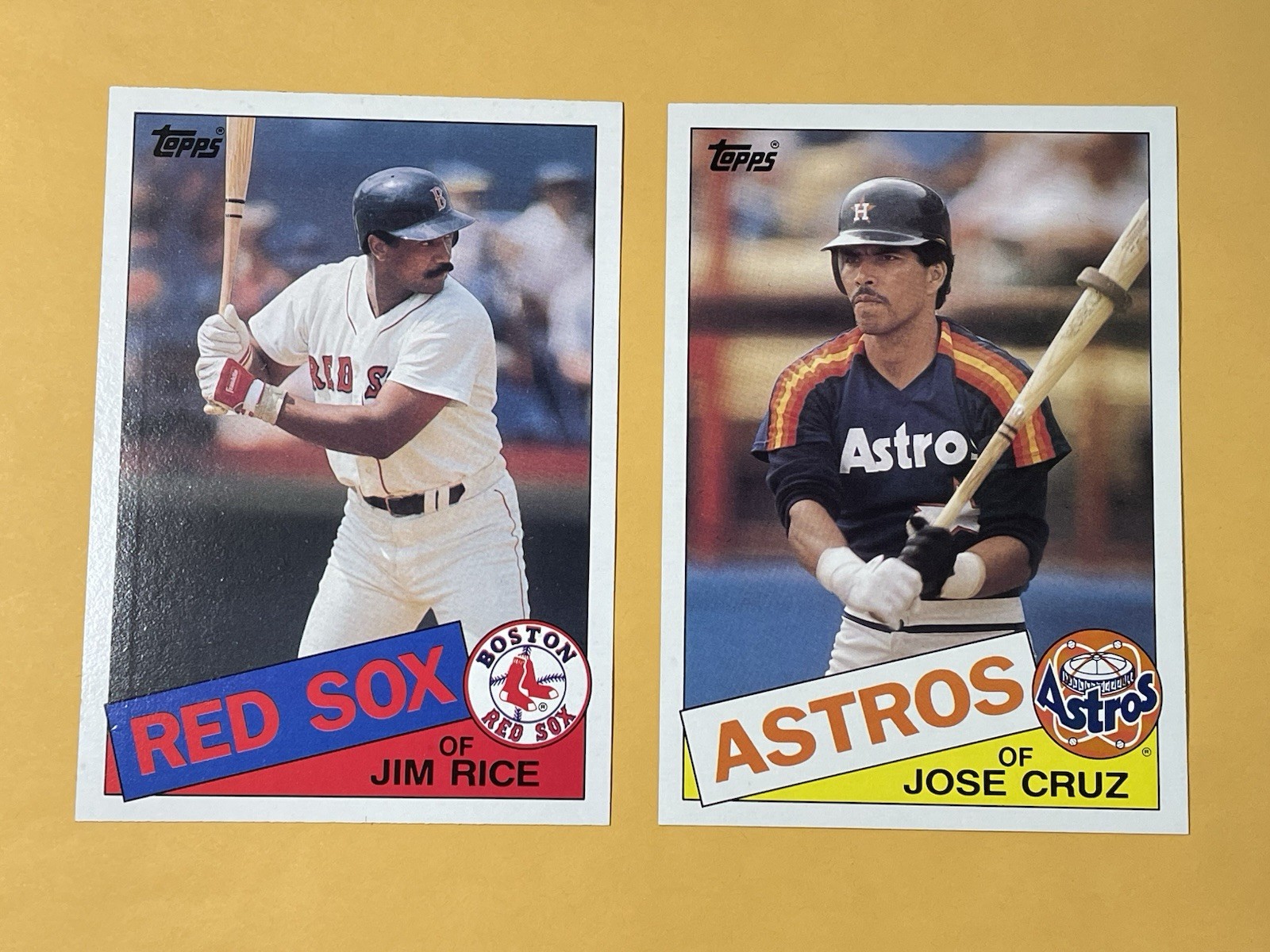 1985 Topps Super 5" X 7" Jim Rice #50 and Jose Cruz #34 (2) Card Lot