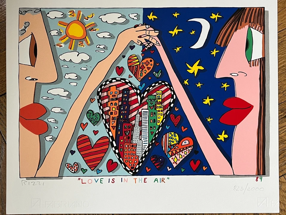 J. Rizzi 'LOVE IS IN THE AIR' Pop Art Farblithographie handsigniert & limitiert 