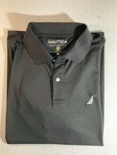 Nautica Polo Shirt Men XL Black Performance Wicking Short Sleeve Golf NWOT Logo