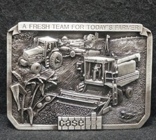 XA11117 NOS VINTAGE 1985 CASE FRESH TEAM FOR TODAY'S FARMER MENS BELT BUCKLE