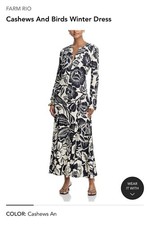 Women’s Farm Rio Navy and Cream Maxi Dress Size Small NWT