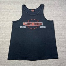 VINTAGE Harley Davidson Shirt Men's Large Black Double Sided Sleeveless 1992