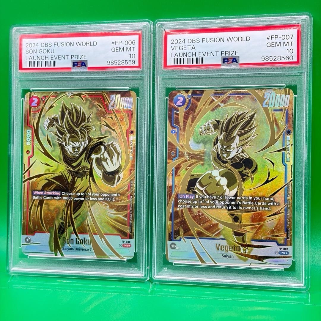 PSA 10 Dragon Ball Fusion World Son Goku FP-006 Vegeta FP-007 Event Prize Promo