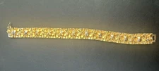 Vtg. Textured Nugget Link Bracelet Gold Plated Hidden Clasp Heavy 7"L 3/8"W