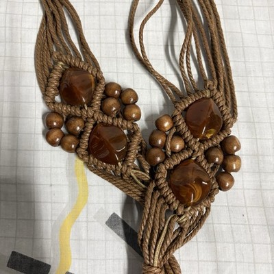 Women s Boho Belt 44  Multiple Strings Brown Leather Strap Beads Tassel Ends