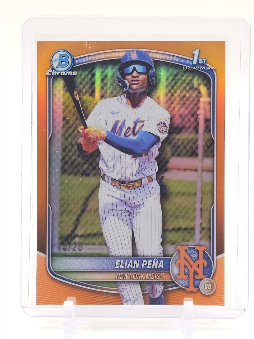ELIAN PENA 2025 BOWMAN CHROME 1ST TRUE ORANGE METS B /25 Q0878