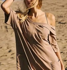 Free People FP Movement Women's Hot Shot Tee Romper Mocha Latte Size Med NEW