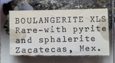 Boulangerita sobre Pirita y Esfalerita Espécimen Zacatecas México