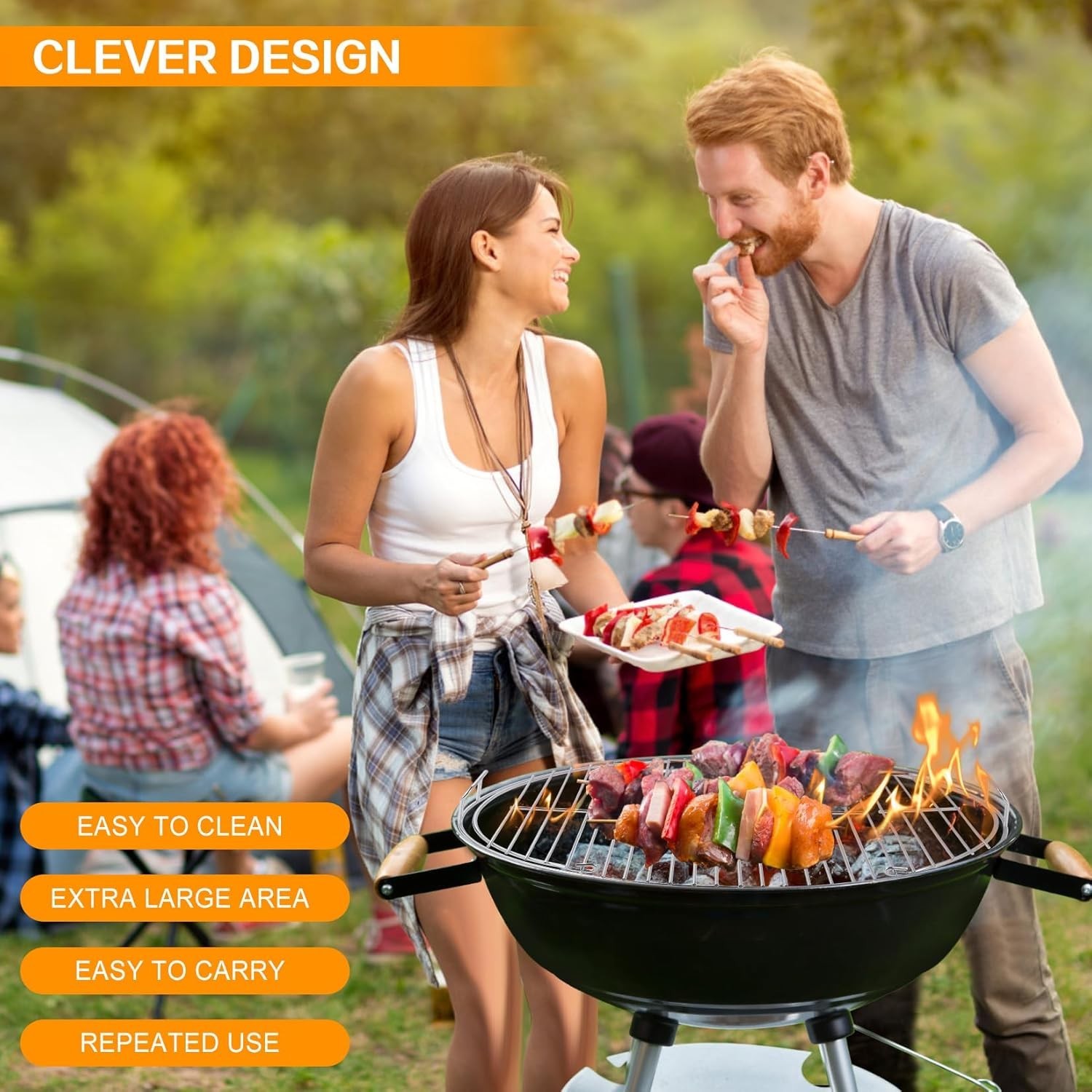 Replacement Hinged Cooking Grate for 22 Inch Charcoal Grill Heavy Duty Steel