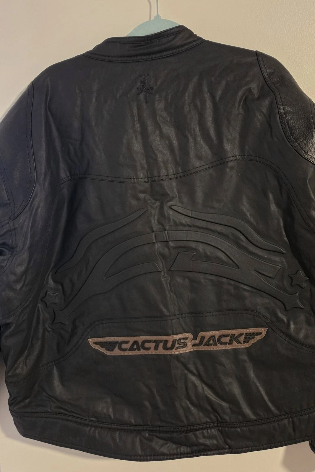 Jordan Cactus Jack Men’s XL Black Leather Jacket Full Zip Band Collar - product detail image 7