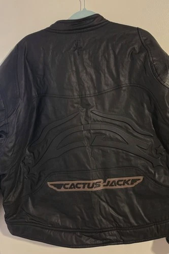 Jordan Cactus Jack Men’s XL Black Leather Jacket Full Zip Band Collar image 7