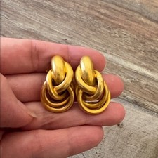 Vintage Gold tone Twist knot Earrings w/ backings