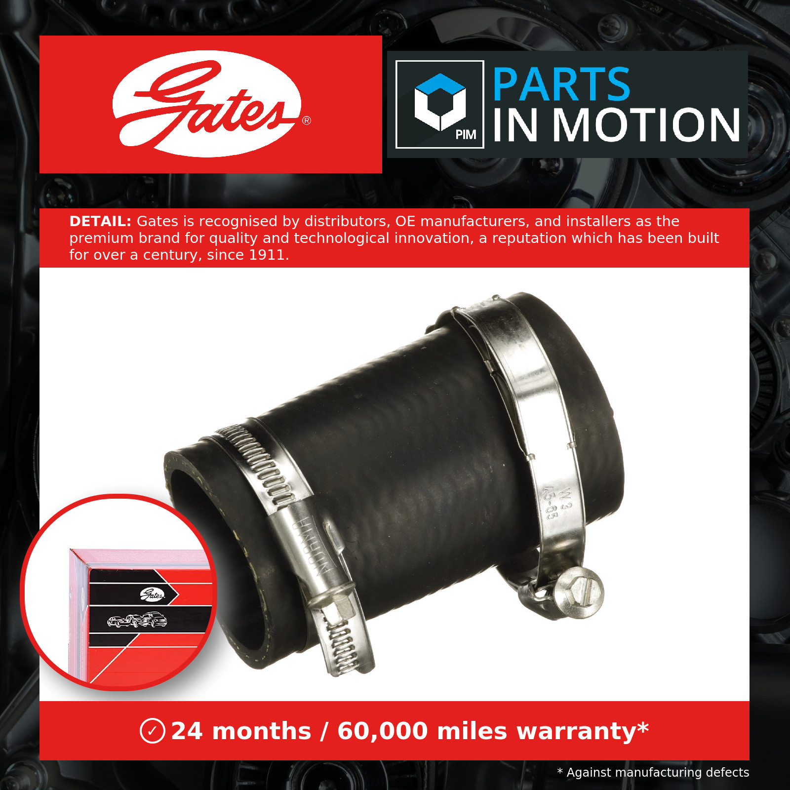 Turbo Hose fits FORD ECOSPORT 1.0 2013 on Charger Gates 1941256 CN116K863FC New