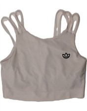 ADIDAS Womens Sport Bra Top UK 10 Small White Polyester O218
