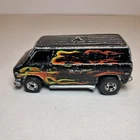 1974 Hot Wheels Black Chevrolet G 10 Van W/flames 1:64 Vintage Diecast